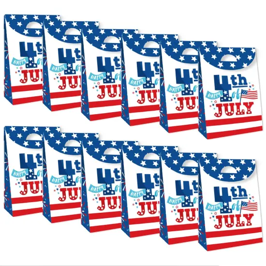 Big Dot of Happiness Firecracker 4th of July - Red, White and Royal Blue Gift Favor Bags - Party Goodie Boxes - Set of 12 {6}