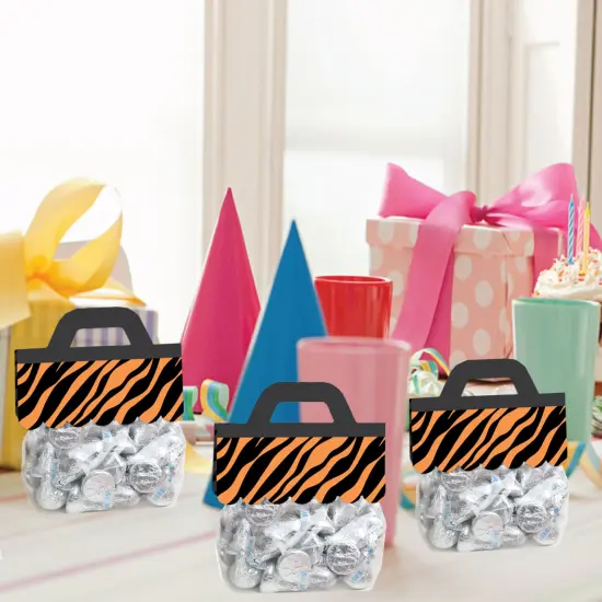 Big Dot of Happiness Tiger Print - DIY Jungle Party Clear Goodie Favor Bag Labels - Candy Bags with Toppers - Set of 24 {7}