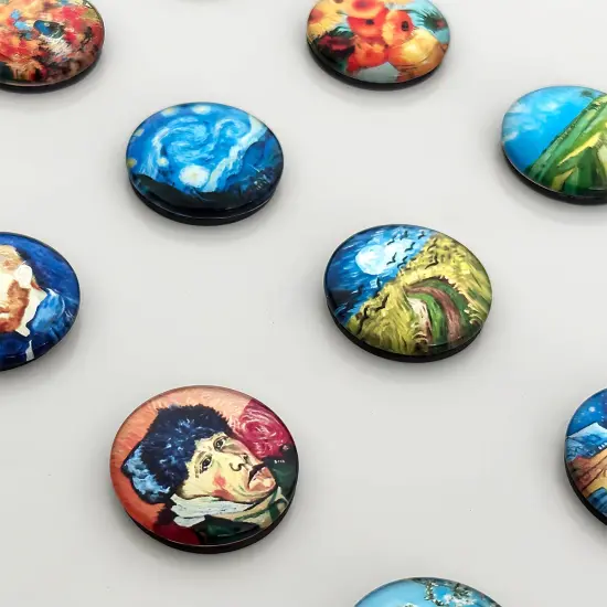 Wrapables Crystal Glass Magnets, Refrigerator Magnets for Office Whiteboards, Cabinets, Lockers (Set of 12) Famous Paintings {3}