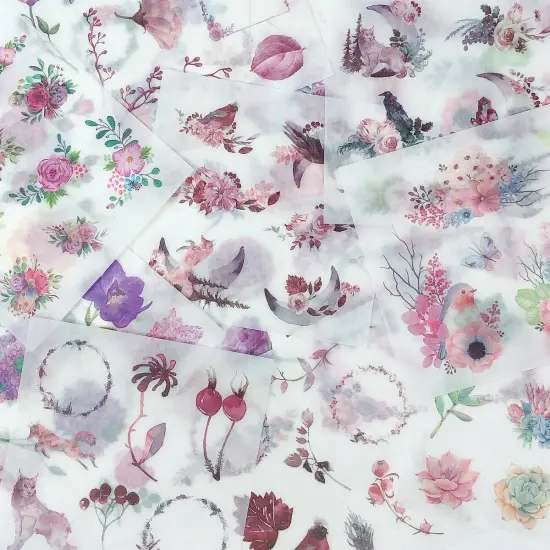 Wrapables Washi Scrapbooking Stickers Box Set Lavender Nature {1}