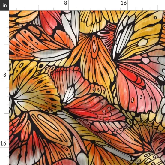 Various Fabrics by the Yard or Fat Quarter Butterfly Wings Red Orange Large Scale Watercolor Custom Printed Fabric by Spoonflower {2}