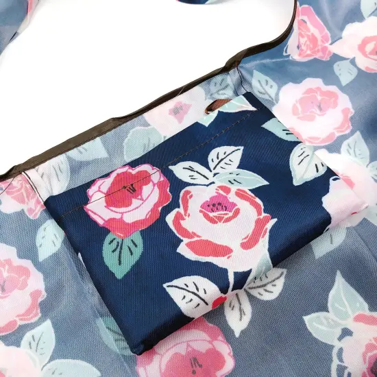 Wrapables Large & Small Foldable Tote Nylon Reusable Grocery Bags, Set of 2 Rose Floral {4}