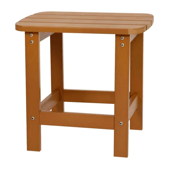 Merrick Lane Riviera Poly Resin Indoor/Outdoor All-Weather Adirondack Side Table Teak {1}