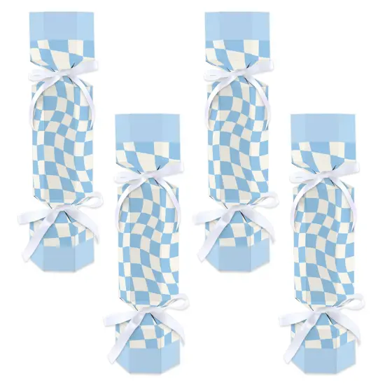 Big Dot of Happiness Blue Checkered Party - No Snap Party Table Favors - DIY Cracker Boxes - Set of 12 {1}