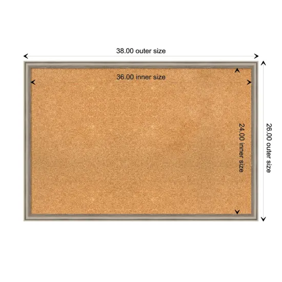 Salon Scoop Wood Framed Corkboard, Natural Cork Pewter {3}