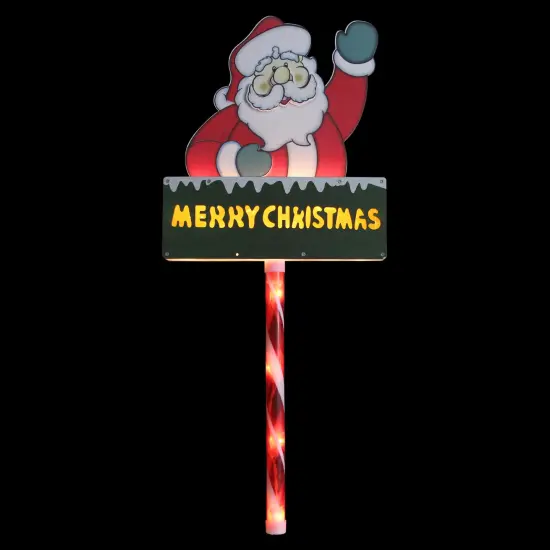 Northlight 28" Lighted Santa Claus 'Merry Christmas' Lawn Stake - Clear Lights Red {3}