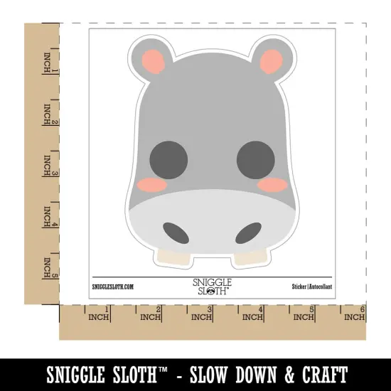 Kawaii Chibi Hippopotamus Face Blushing Cheeks Waterproof Vinyl Phone Tablet Laptop Water Bottle Sticker Set - 5 Pack {1}
