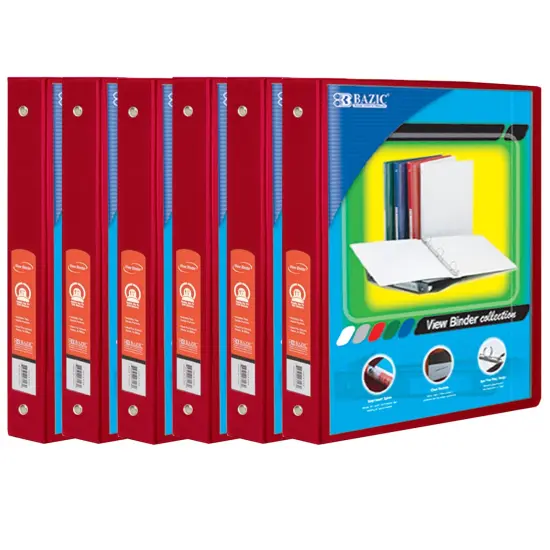 3-Ring View Binder with 2 Pockets, 1.5", Red, Pack of 6 {1}
