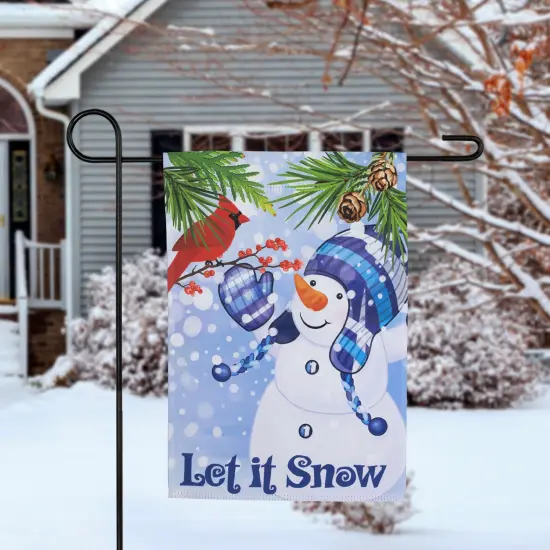 Northlight Let It Snow Snowman and Cardinal Outdoor Garden Flag 12.5" x 18" Blue {1}
