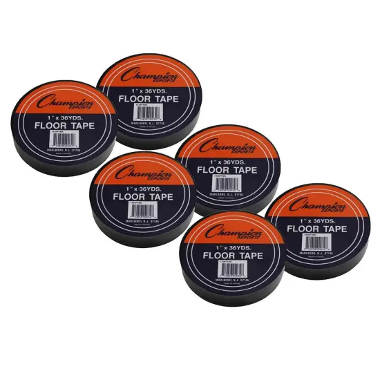 Floor Marking Tape, 1" x 36 yd, Black, 6 Rolls {1}