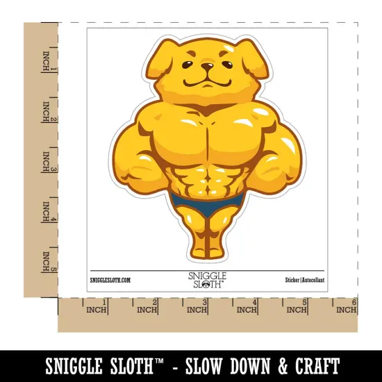 Buff Muscle Dog Funny Golden Retriever Waterproof Vinyl Phone Tablet Laptop Water Bottle Sticker Set - 5 Pack {1}