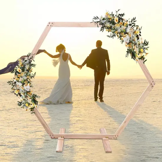 Hexagonal Wooden Wedding Arch Backdrop Decor {3}
