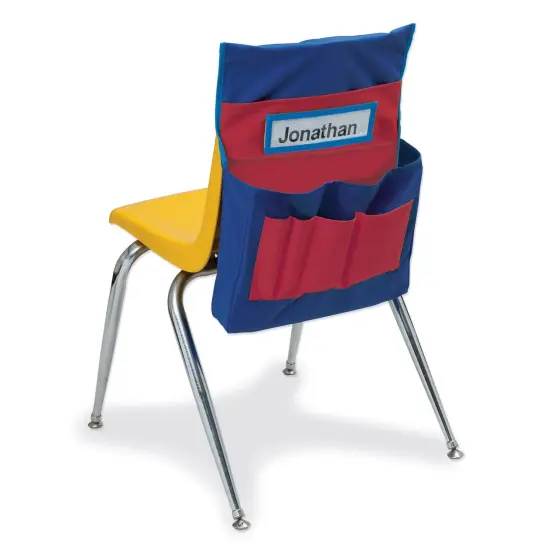 Chair Storage Pocket Chart, Blue & Red, 18-1/2"H x 14-1/2"W x 2-1/2"D, Pack of 2 {2}