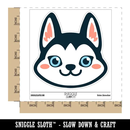 Chibi Husky Dog Head Waterproof Vinyl Phone Tablet Laptop Water Bottle Sticker Set - 5 Pack {1}