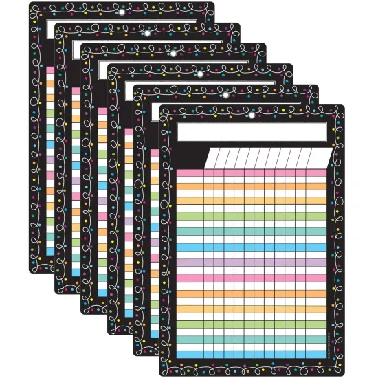 Smart Poly Chart, 13" x 19", Chalk Dots with Loops Incentive, w/Grommet, Pack of 6 {1}