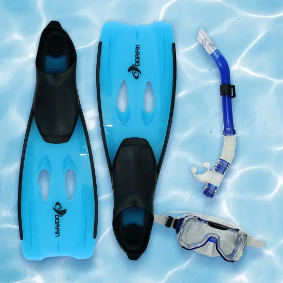 Pool Central 3pc Blue and Black Pro Swimming Pool Snorkeling Set 21" - Medium {3}