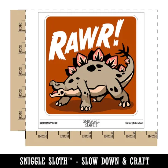 Stegosaurus Rawr Roar Dinosaur Waterproof Vinyl Phone Tablet Laptop Water Bottle Sticker Set - 5 Pack {1}