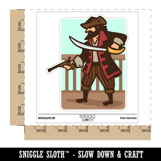 Pirate Cutlass Flintlock Pistol Waterproof Vinyl Phone Tablet Laptop Water Bottle Sticker Set - 5 Pack {1}