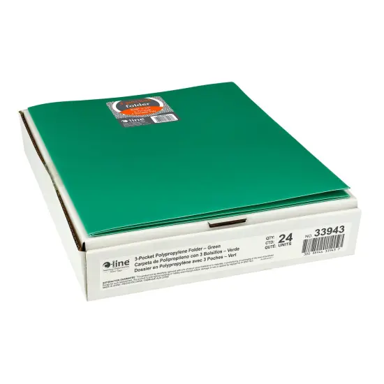 Tri-Fold Portfolio, Heavyweight Poly, Green, Pack of 24 {2}