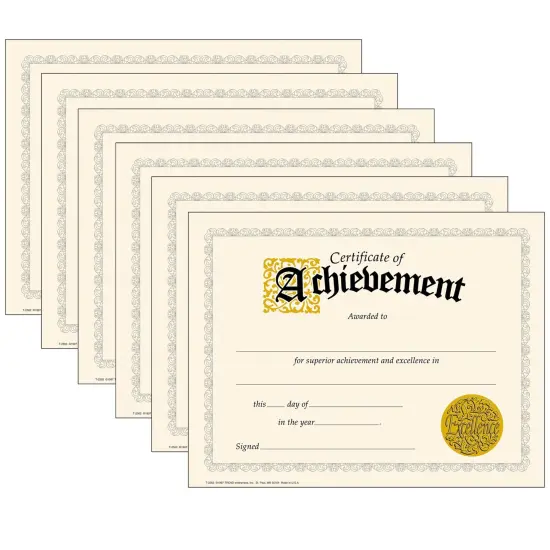 Certificate of Achievement Classic Certificates, 30 Per Pack, 6 Packs {1}