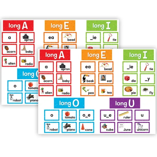 Long Vowels Pocket Chart Cards, 205 Pieces Per Pack, 2 Packs {1}