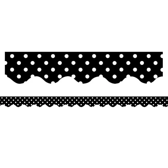 Black Mini Polka Dots Border Trim, 35 Feet Per Pack, 6 Packs {2}