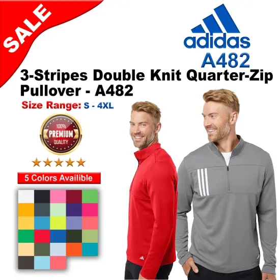 Adidas&reg; 3-Stripes Double Knit Quarter-Zip Pullover Black/ grey two {2}