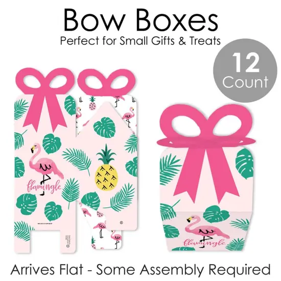 Big Dot of Happiness Pink Flamingo - Party Like a Pineapple - Square Favor Gift Boxes - Tropical Summer Party Bow Boxes - Set of 12 {7}