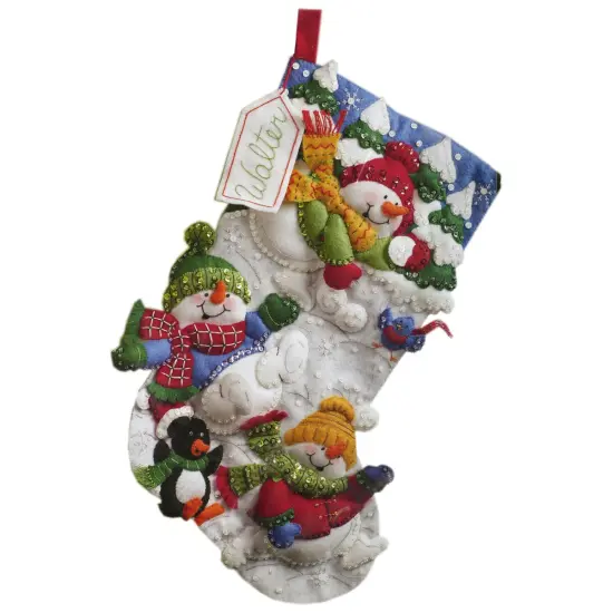 Bucilla Felt Stocking Applique Kit 18" Long-Snow Fun {1}