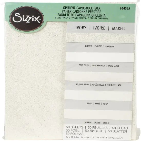 Sizzix Surfacez Opulent Cardstock Pack 8"X11.5" 50/Pkg-Ivory {1}