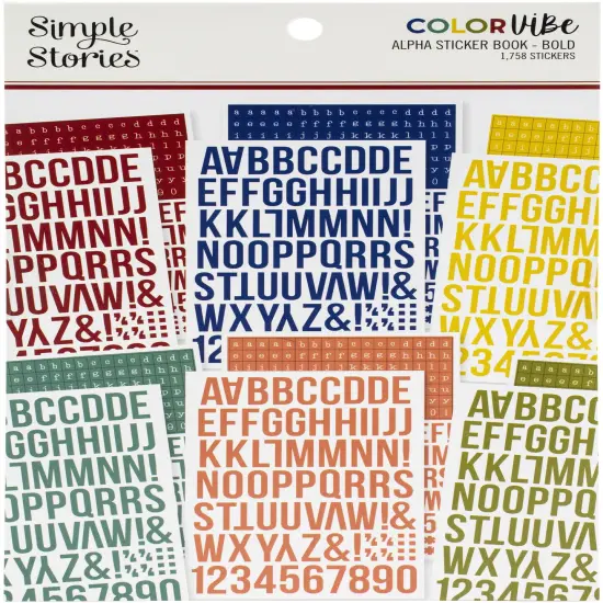 Simple Stories Color Vibe Alpha Sticker Book 12/Sheets-Bold, 1758/Pkg {1}