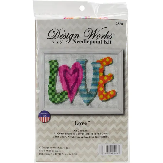 Design Works Needlepoint Kit 7"X5"-Love-Stitched In Yarn {1}