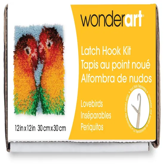 Wonderart Latch Hook Kit 12"X12"-Lovebirds {1}