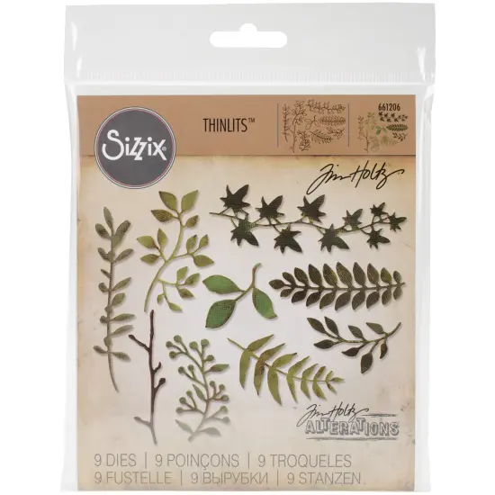 Sizzix Thinlits Dies By Tim Holtz 9/Pkg-Garden Greens {1}