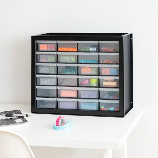 IRIS USA 24 Drawer Parts and Hardware Cabinet Black {5}