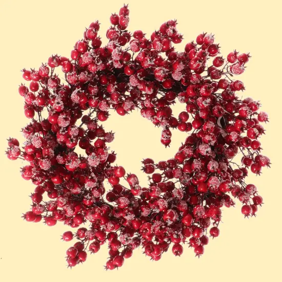 12-Pack: 20" Iced Red Hawthorn Berry Wreath, Floral Home by Artificial Flowers {3}