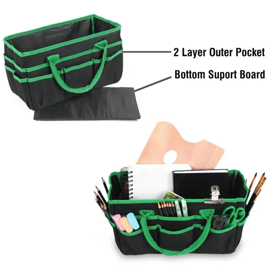 Craft and Art Organizer Tote Bag - 600D Green Nylon Fabric Art Caddy with Pockets - for Art, Craft, Sewing, Medical, and Office Supplies Storage {5}
