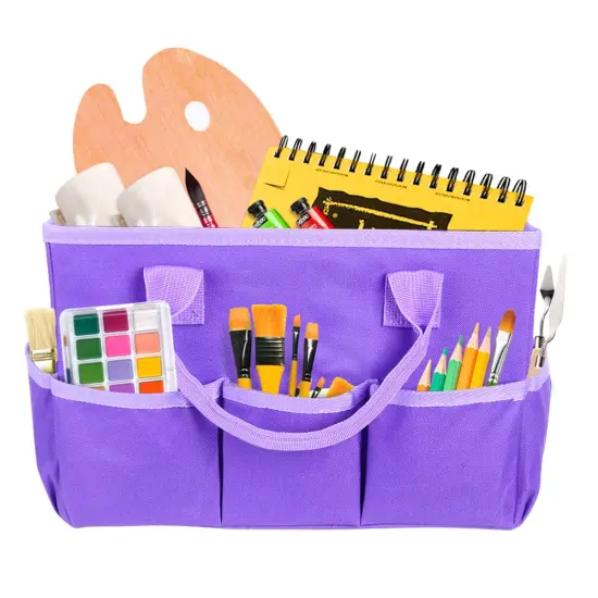 Art Organizer Desktop Craft Storage Tote Bag Organizer for Crafts, Sewing, Paper, Art, Canvas, Supplies Storage Organization with Handles for Travel or Daily Use (Purple, Small) {2}
