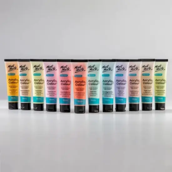 12 Pieces Acrylic Colour Pastel Paint Set Signature 36ml (1.2 US fl.oz), Creamy Pastel Acrylic Paint Set, Good Coverage, Semi-Matte Finish, Ideal For Most Art and Craft Surfaces. {1}