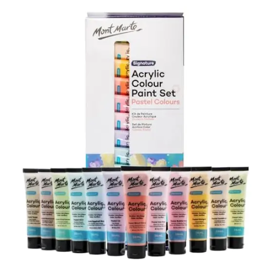 12 Pieces Acrylic Colour Pastel Paint Set Signature 36ml (1.2 US fl.oz), Creamy Pastel Acrylic Paint Set, Good Coverage, Semi-Matte Finish, Ideal For Most Art and Craft Surfaces. {2}