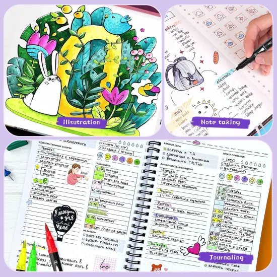 40 Color Brush Pens Set, Kids Adults Artist Fine Point Marker Pens, Watercolor Pens for Lettering, Drawing, Journaling, Note taking, Writing {3}