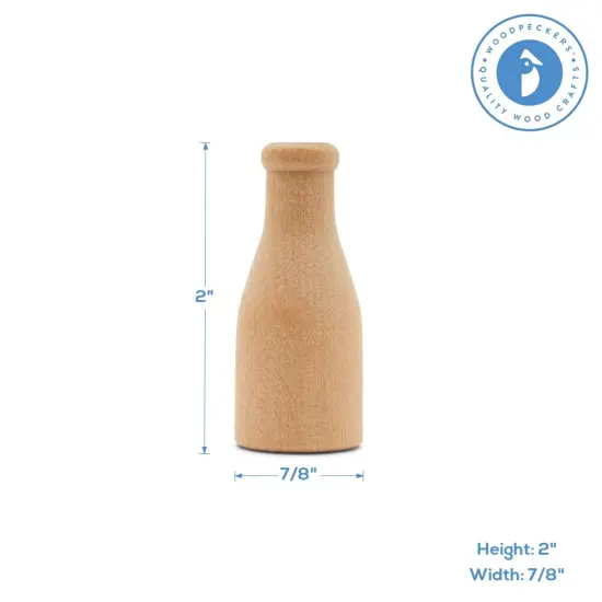 Wooden Milk Bottle 2 inch, for Miniatures, Scale Models, Toy Train| Woodpeckers {2}