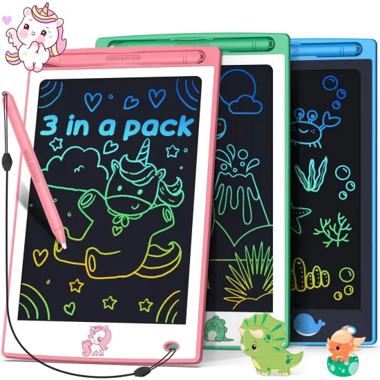3 PCS in 1 PackToys LCD Writing Tablet Toddler,Toys for Boys Girls 3 4 5 6 7 8year, Drawing Pad Toy Easter Basket Stuffers for Kids,Drawing Tablet Doodle Board Cute Dinosaur Unicorn 8.8 Inch {2}