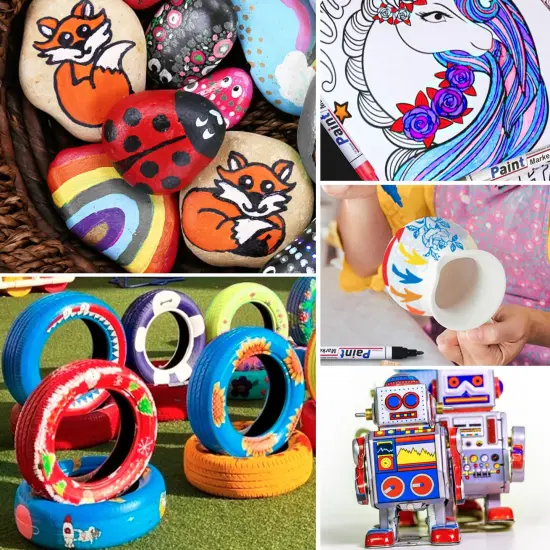 8 Colors Permanent Paint Markers Paint Pens for Plastic Metal,Oil Based Paint Marker Pens Set, Quick Dry & Waterproof, Oil Paint Pen Paint Markers for Glass, Wood, Rock Painting, Tire, DIY Craft, {3}