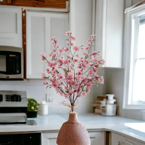 36-Inch Dark Pink Silk Cherry Blossom Stems - Set of 3 Lifelike Flowers, Perfect for Bouquets, Floral Arrangements & Home Decor - Floral Home by Artificial Flowers {4}