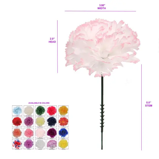 100-Pack Peppermint Carnation Picks with 5-Inch Stems and 3.5-Inch Blooms, Festive Floral Accents for Weddings, Events, and Holiday Decor, Floral Home by Artificial Flowers {4}