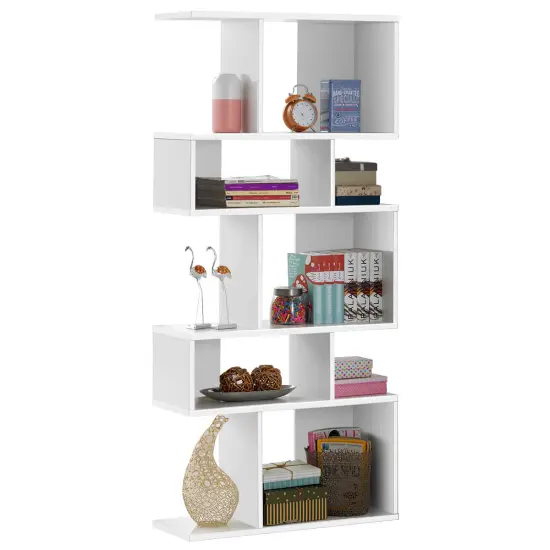 Costway 5 Cubes Ladder Shelf Freestanding Corner Bookshelf Display Rack Bookcase {1}