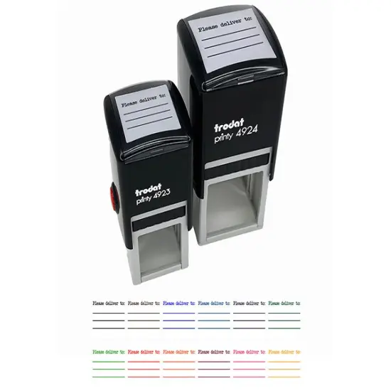 Please Deliver To with Blank Lines Self-Inking Rubber Stamp Ink Stamper Red {7}