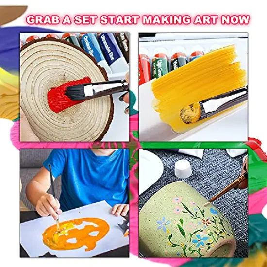 Acrylic Paint Set 12-Color with 3 Paint Brushes for Craft Canvas Rock Art Painting {3}