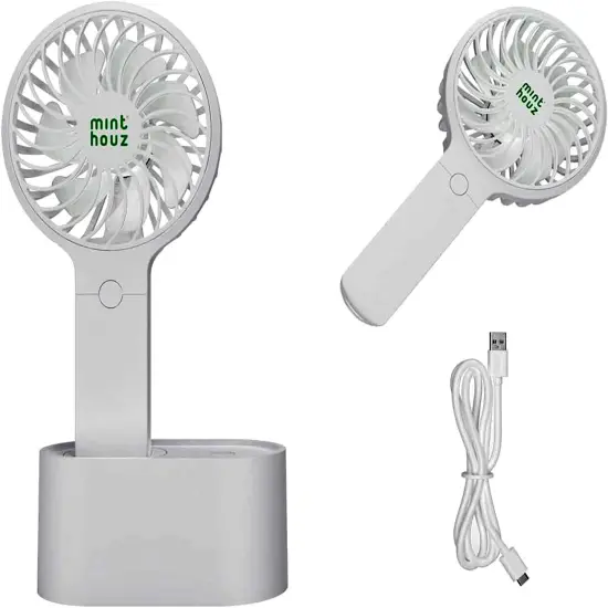 Minthouz Handheld Automatic Head Shaking Personal Fan With Rotating Base {1}